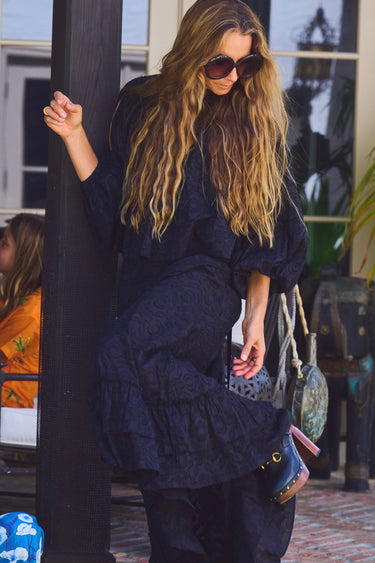 Cinch Back Maxi Skirt | Cotton Jacquard