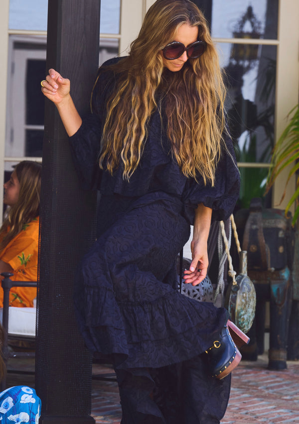 Cinch Back Maxi | Cotton Jacquard