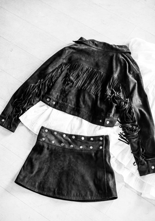 Flagpole Snap Mini Skirt | Suede