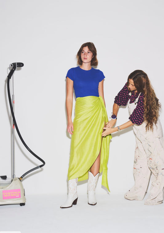 Wrap Around Slit Skirt | Silk Dupioni