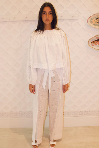 Two Panel Wrap Pant | Cotton Eyelet