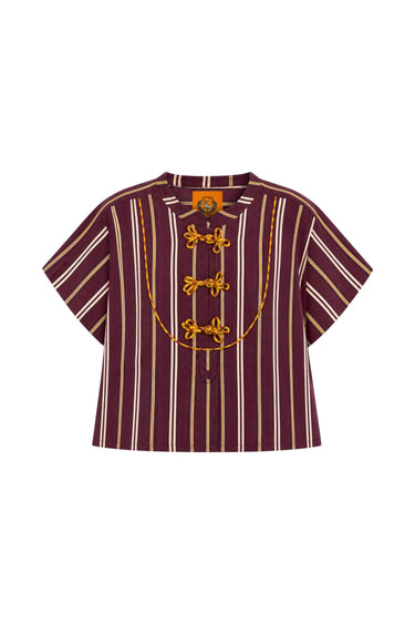 Kenlyn Crop Top w/ Frog Closures | Combo Gingham Stripe
