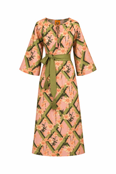 Fran Belted Midi Dress w/ Combo Sash | Silk Dupioni