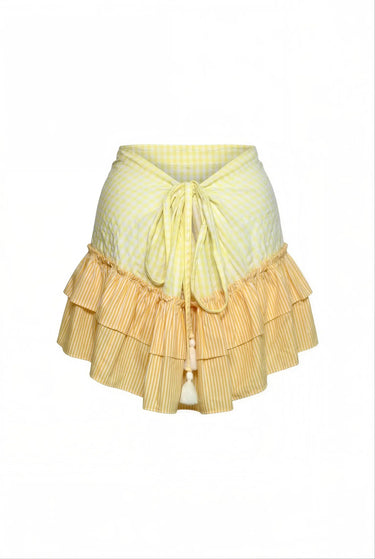 Gogo Cinch Back Mini Skirt | Cotton Yarn Dye Coniglio Palm Beach