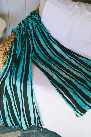 Palmer Wide Leg Pant | Silk Habotai Hand Dye Blue Coniglio Palm Beach