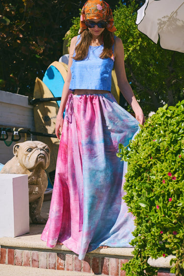 Hand Dye Royal Adjustable Maxi Skirt