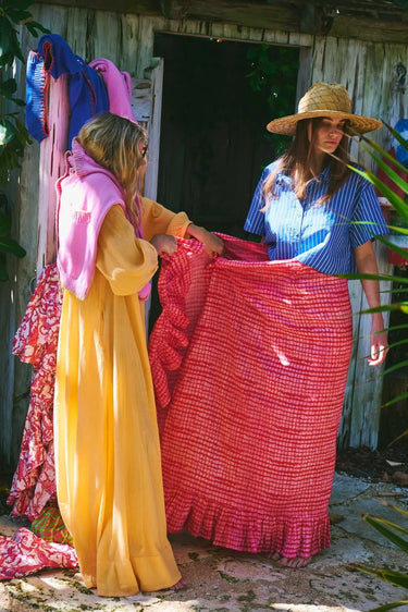 Hand Dye Ruffle Power Pareo™ | Silk Dupioni Coniglio Palm Beach