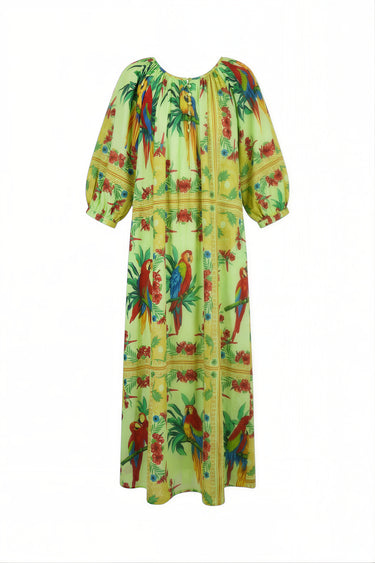 Hand Dye Shirred Half Placket Maxi Dress | Cotton Voile