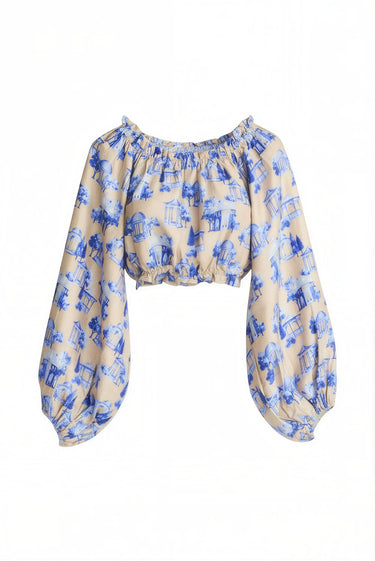 Long Sleeve Laurie Crop Top | Silk Dupioni