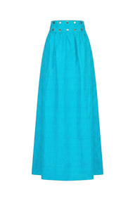 Shirred Maxi Snap Skirt | Silk Dupioni