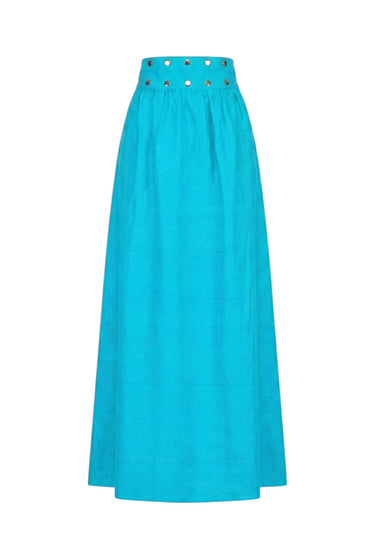 Shirred Maxi Snap Skirt | Silk Dupioni
