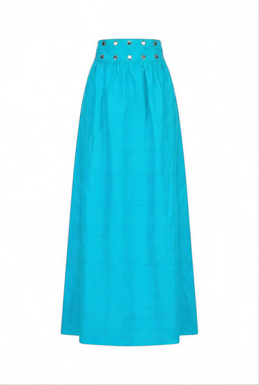 Shirred Maxi Snap Skirt | Silk Dupioni
