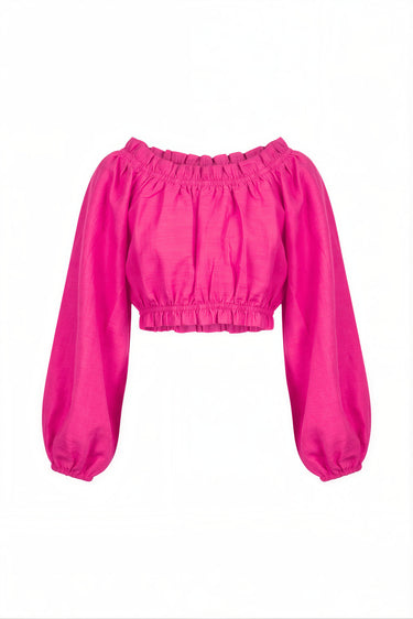 Long Sleeve Laurie Crop Top | Silk Dupioni