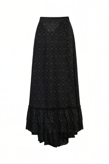 Cinch Back Maxi Skirt | Cotton Jacquard