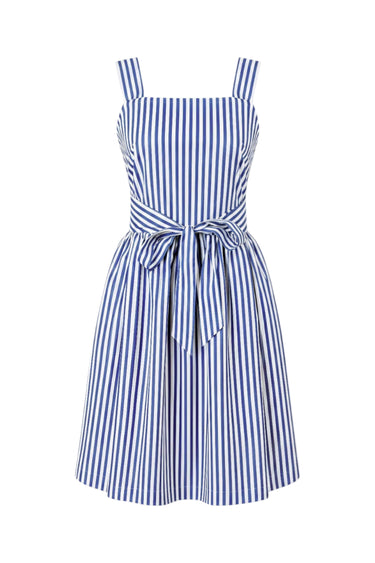 Mini Pinafore Dress | Cotton Poplin - PACIFIC STRIPE