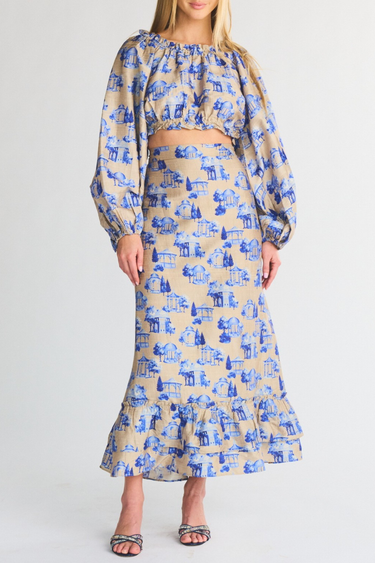 Long Sleeve Laurie Crop Top | Silk Dupioni