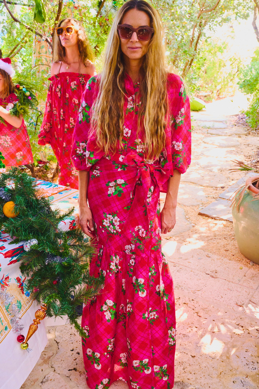 Shirred Wrap Midi Skirt | Silk Dupioni