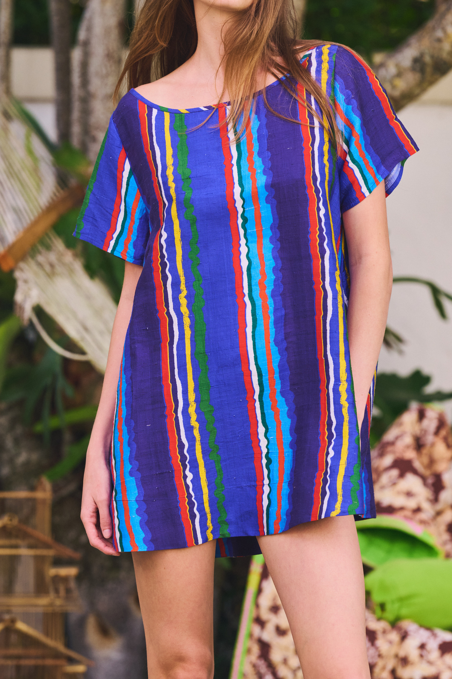 Short Sleeve Dune Mini Dress | Silk Dupioni
