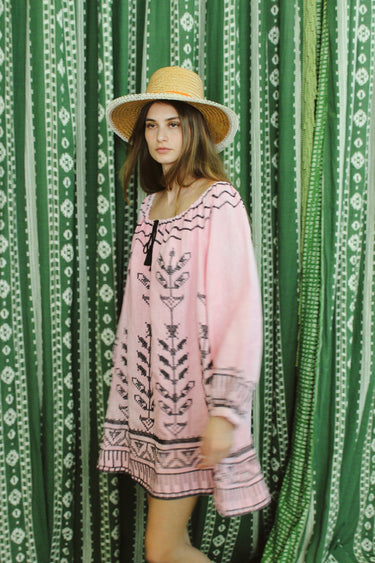 Delray Mini Dress | Linen Teal Hand Dye