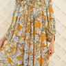 Shirred Half Placket Maxi | Viscose Georgette Coniglio Palm Beach