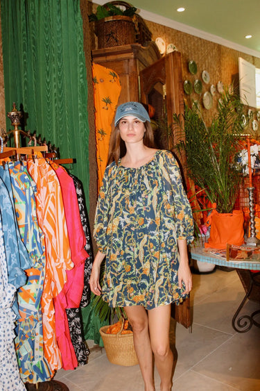 Shirred Half Placket Mini Dress | Cotton Gauze Coniglio Palm Beach