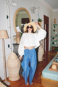 Gabrielle Adjustable Waist Button Pant | Cotton Yarn Dye Coniglio Palm Beach