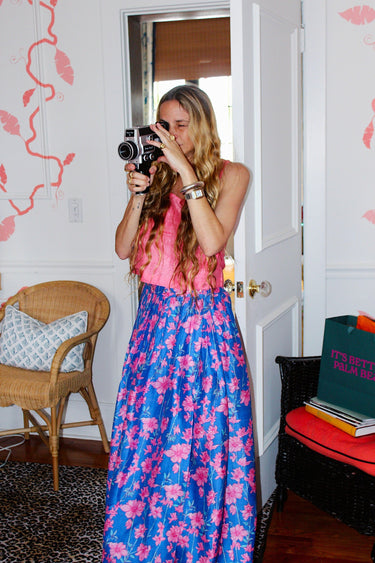Shirred Maxi Snap Skirt | Silk Dupioni