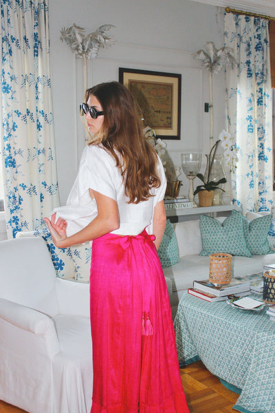 Gogo Cinch Back Midi Skirt | Silk Dupioni - Coniglio Palm Beach