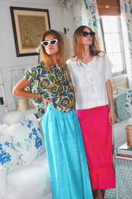 Shirred Maxi Snap Skirt | Silk Dupioni Coniglio Palm Beach