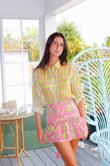 Gogo Cinch Back Mini Skirt | Cotton Voile Coniglio Palm Beach