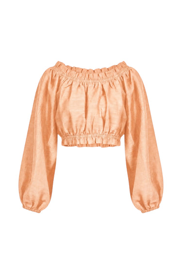 Long Sleeve Laurie Crop Top | Silk Dupioni