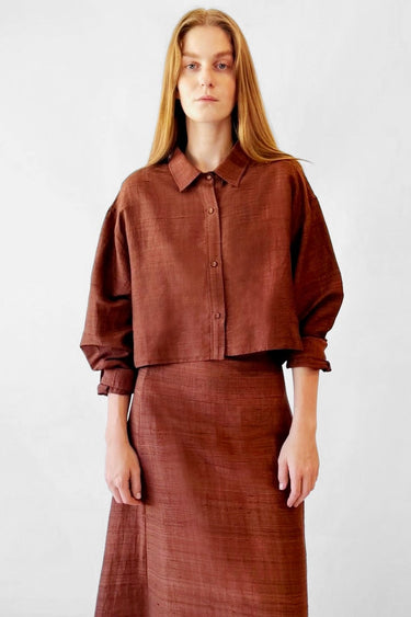 Cropped Classic Button Down | Silk Dupioni