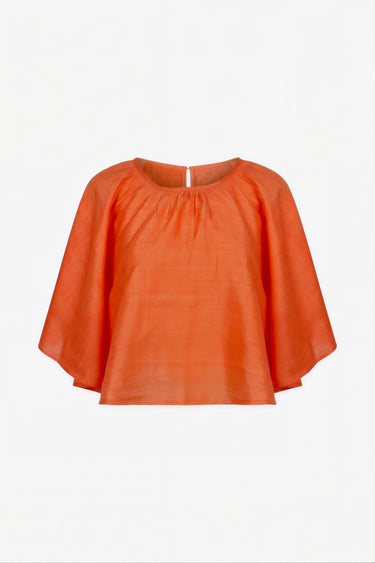 Cricket Flutter Sleeve Top | Silk Dupioni