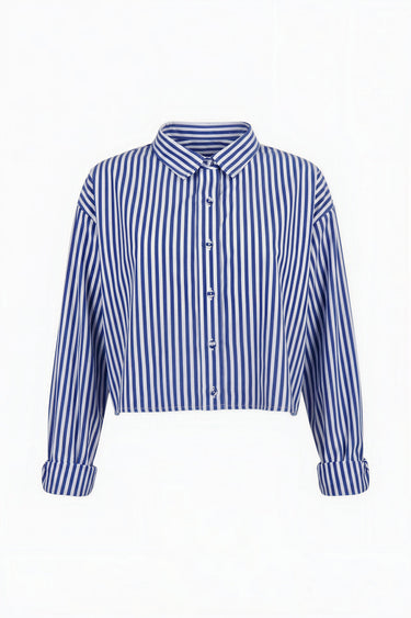 Cropped Classic Button Down | Cotton Yarn Dye Coniglio Palm Beach