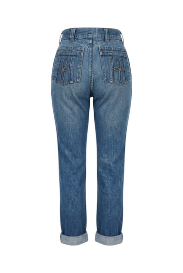 Airbrush Denim Orange Flowers | Vintage Denim