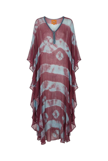 V Neck Ruffle Maxi Caftan | Viscose Chiffon