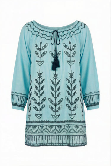 Delray Mini Dress | Linen Teal Hand Dye