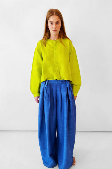 Banyan Pleated Snap Pant | Silk Dupioni
