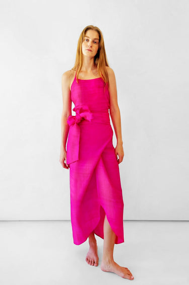 Sloane Wrap Around Slit Midi Skirt | Silk Dupioni