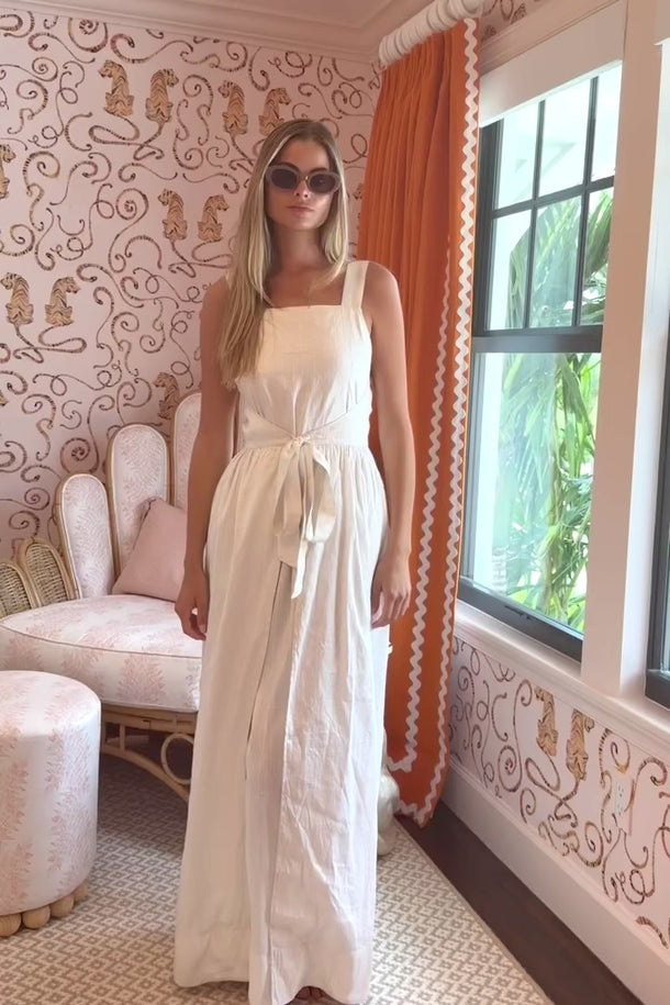 Pinafore Maxi Dress | Silk Dupioni - WHITE - Coniglio Palm Beach