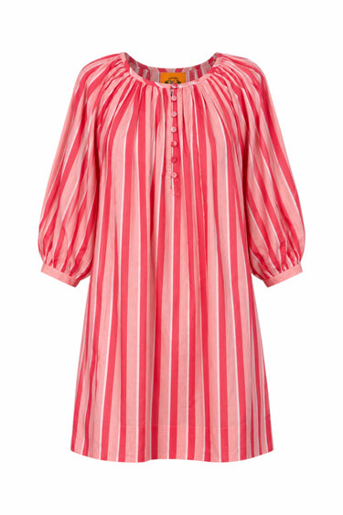 Shirred Half Placket Mini Dress | Cotton Voile