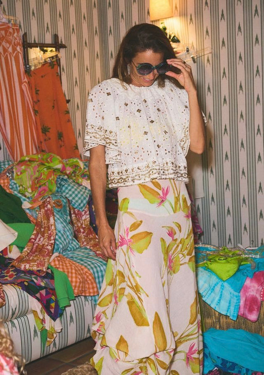Adjustable Maxi Bustle Skirt | Crinkle Cotton